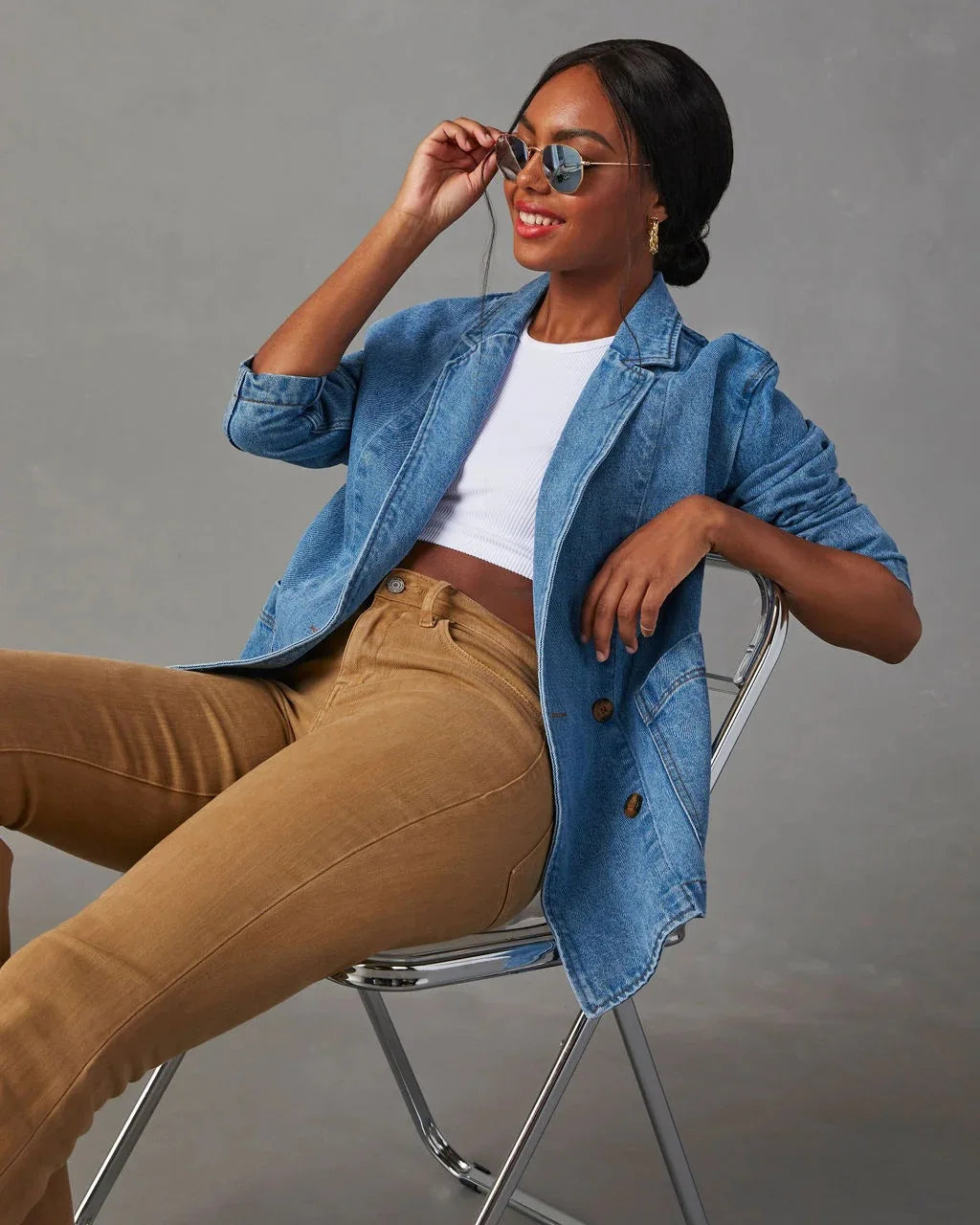 Elegante Damen Jeansblazer-Jacke für stilvolles Layering