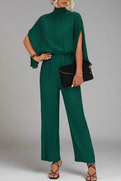 Damen Einfarbiger Jumpsuit mit Schnürung, Rückenschlitz und Langarm