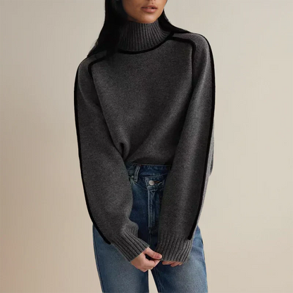 Gemütlicher gestrickter Rollkragenpullover mit langen Ärmeln