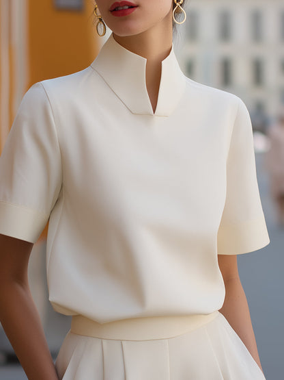 Stehkragen Minimalistische Strukturierte Bluse für Damen