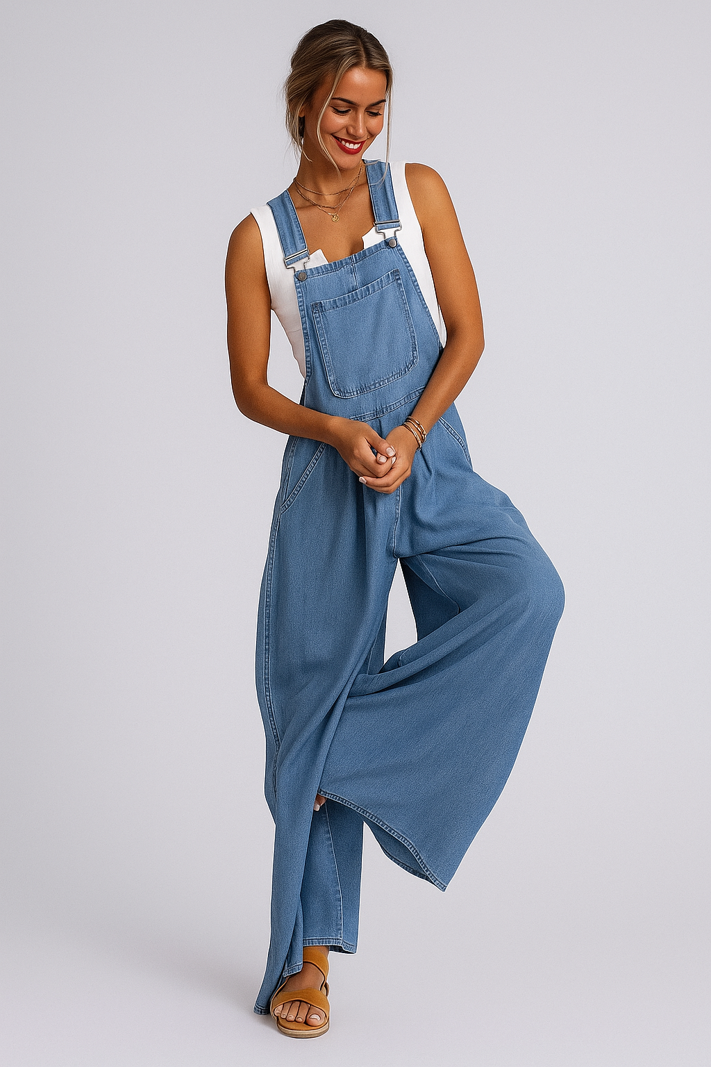 Klassischer Denim-Latzhose Lässiger Overall