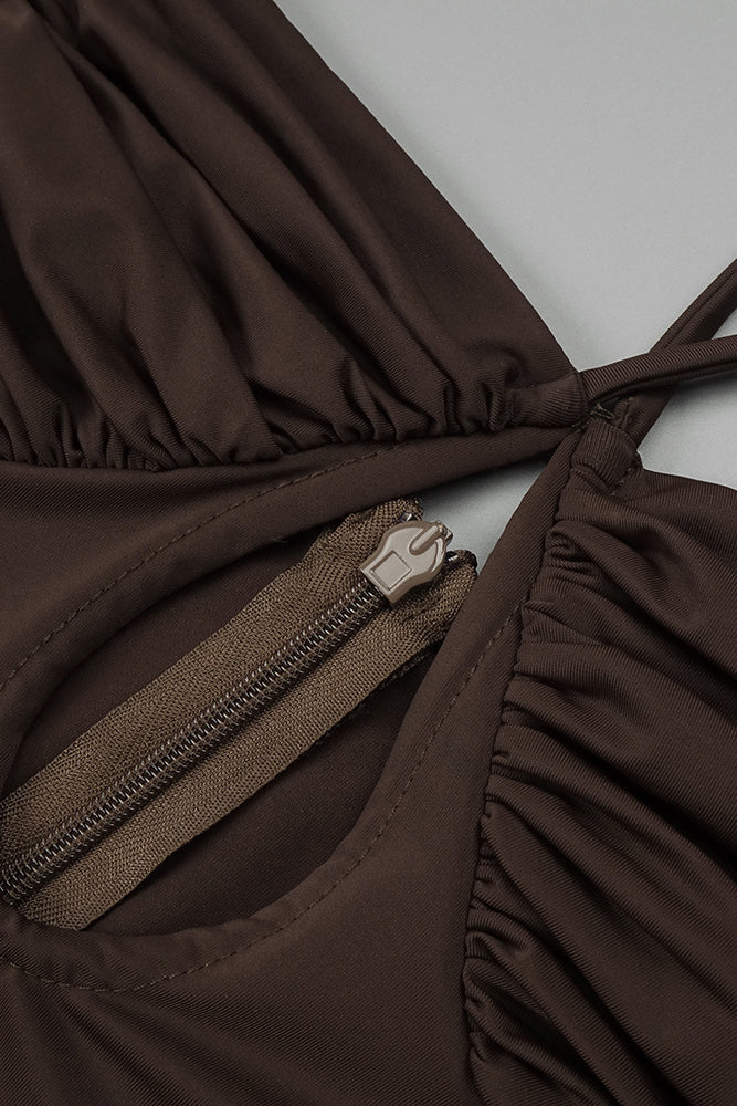 Maxikleid mit Trägern, drapiertem Design und verstellbarem Taillendetail