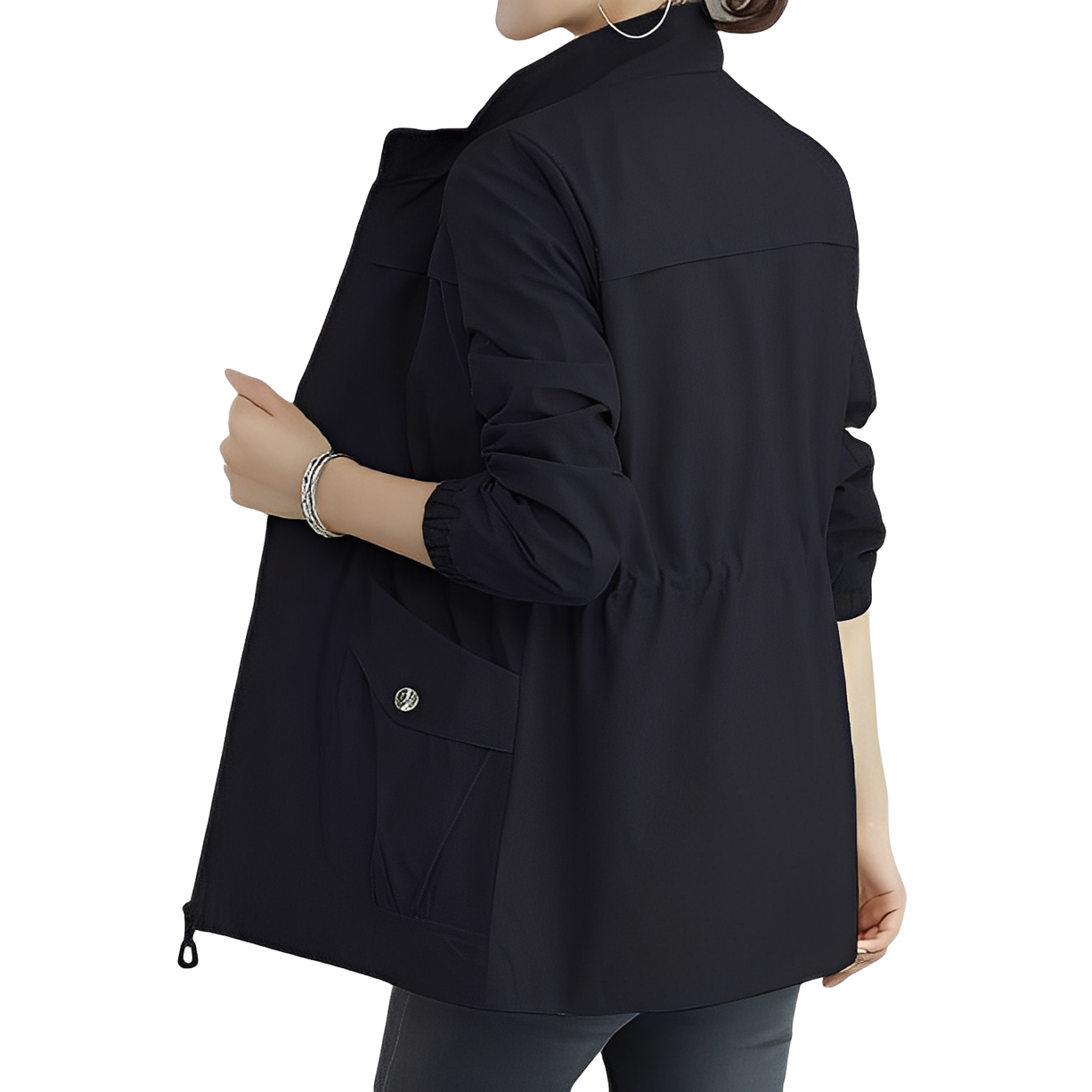 Schicke leichte Damenjacke mit verstellbarem Taillendetail