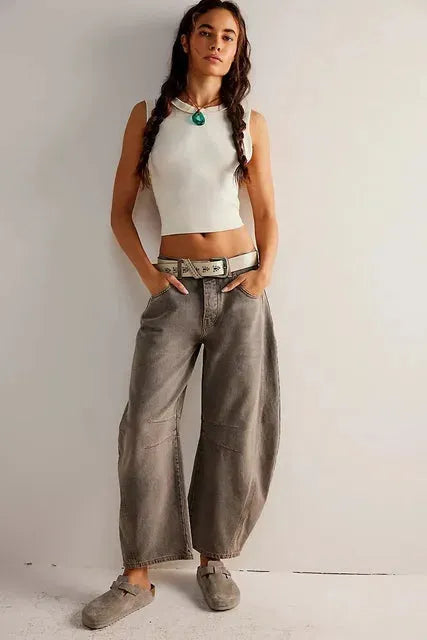 Weite Freizeithose aus Jeansstoff für Damen für den Winter