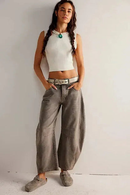 Weite Freizeithose aus Jeansstoff für Damen für den Winter