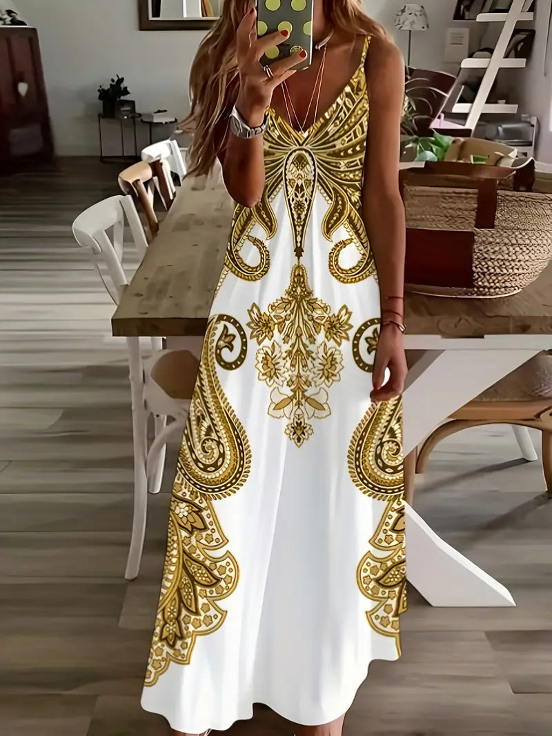 Élodie Lavin® | V-Ausschnitt-Camikleid mit Blumenmuster, in einem anderen Stil