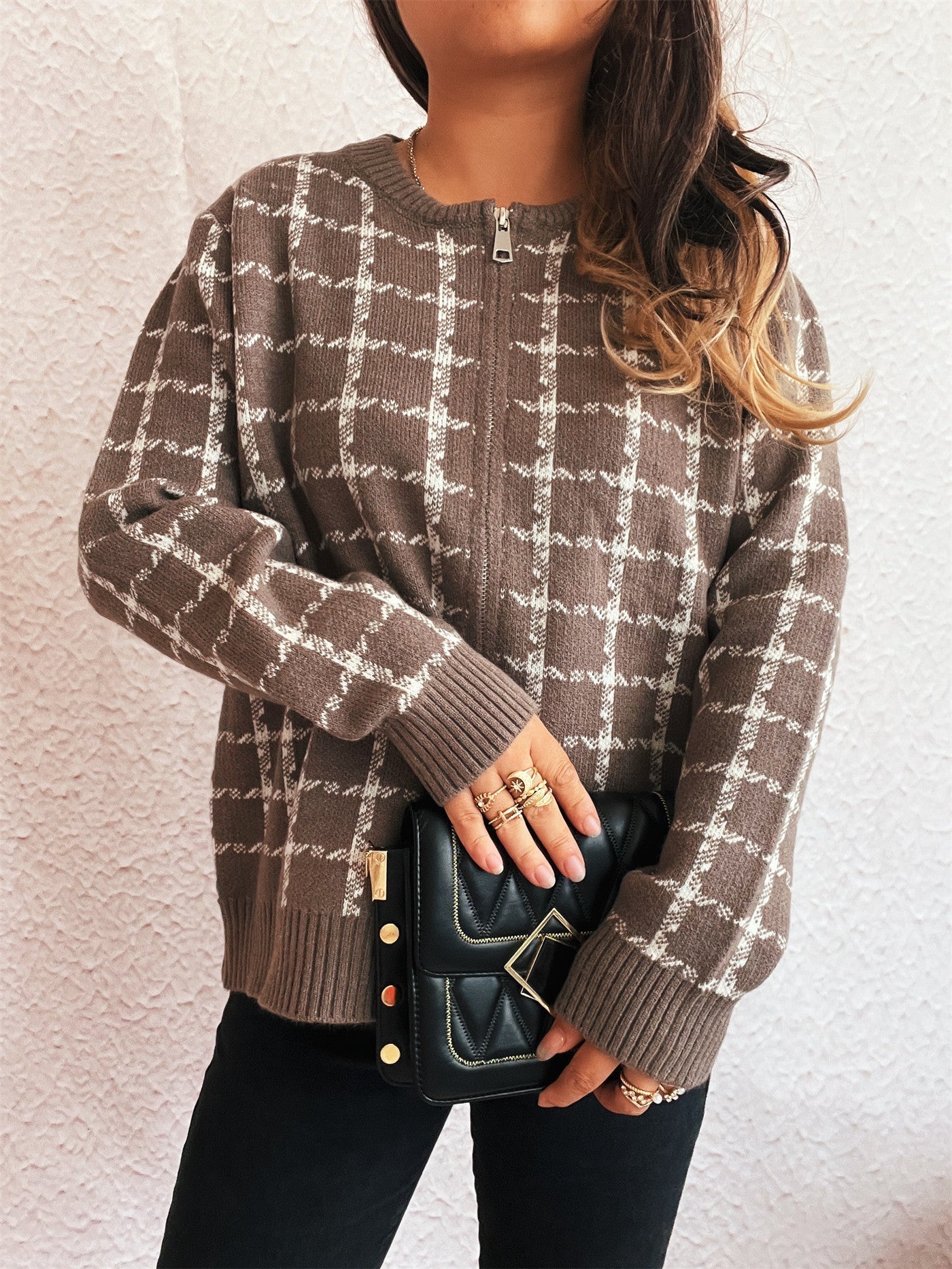 Gemütlicher kariert Cardigan mit Taschen für den Alltagstil
