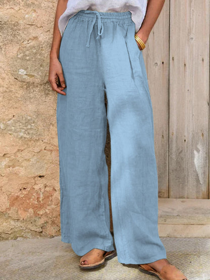Damen Freizeit-Hose aus Baumwoll-Leinen-Mischung