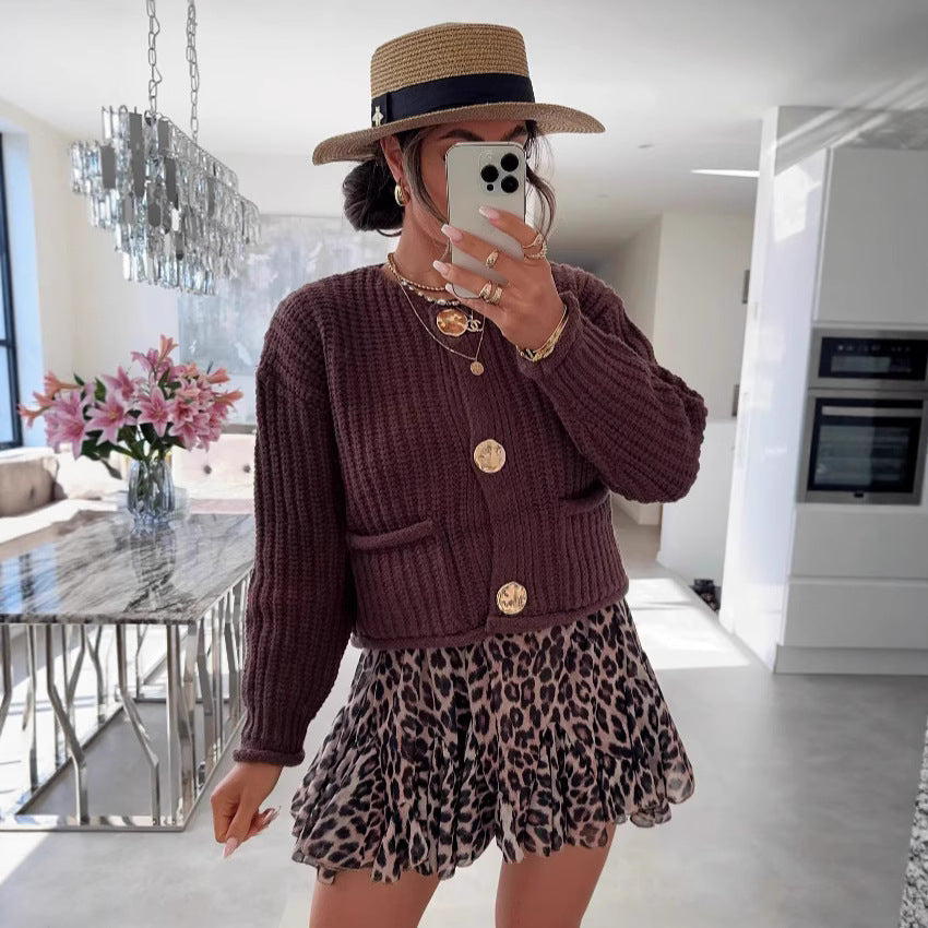 Cozy Chic Damen-Strickjacke mit Knöpfen und Taschen