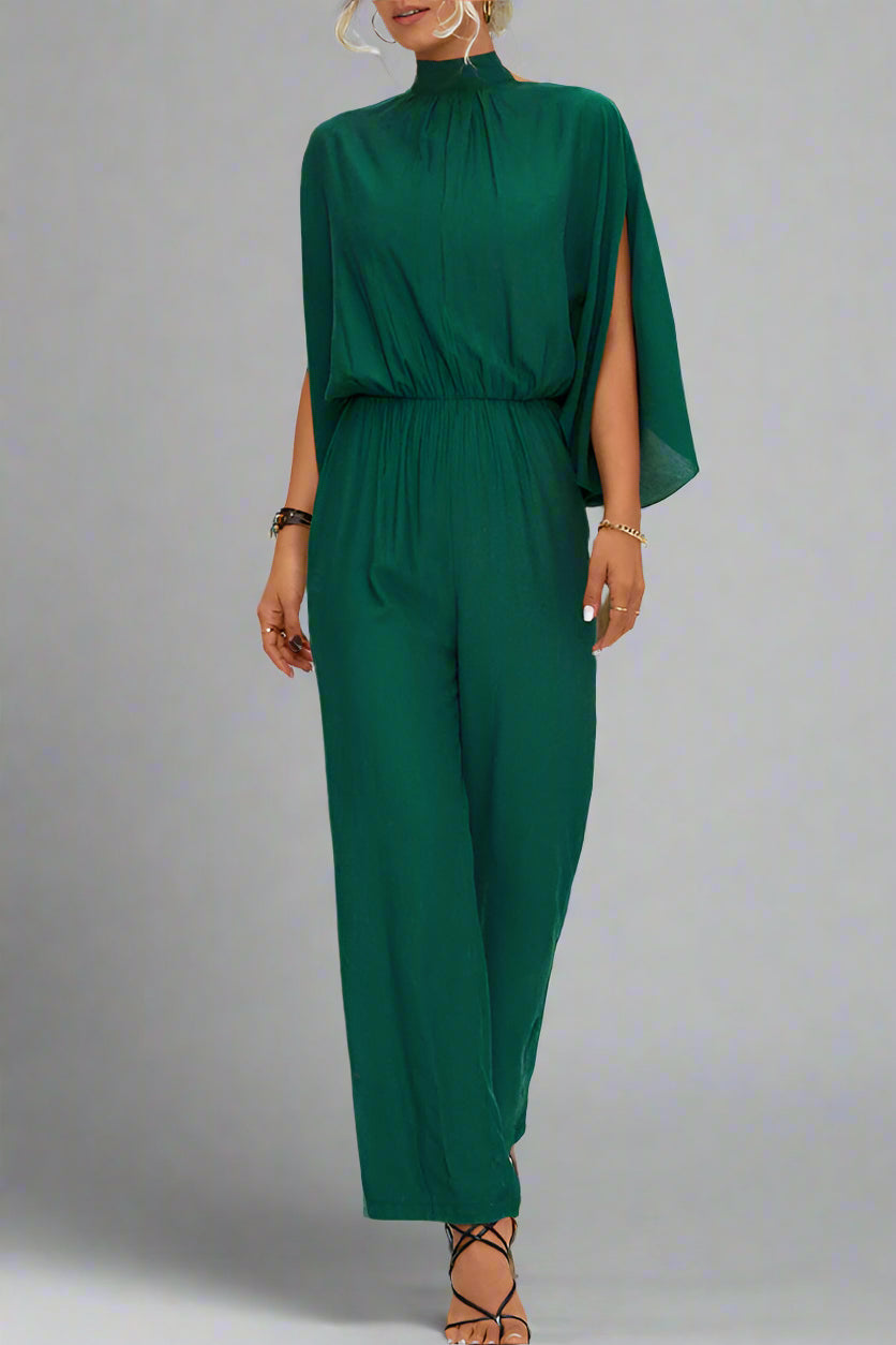 Damen Einfarbiger Jumpsuit mit Schnürung, Rückenschlitz und Langarm