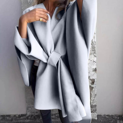 Gemütlicher langer Strickcardigan mit Fledermausärmeln