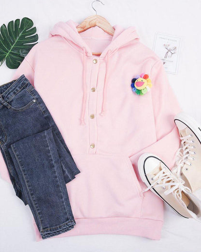 Gemütlicher rosa Hoodie mit Kängurutasche für Damen