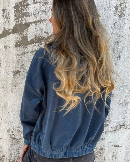 Lässige leichte Cordjacke mit Kapuze für Damen