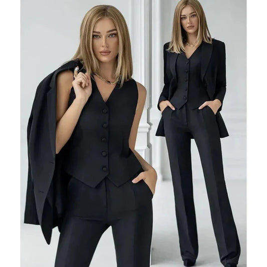 Hosenanzug Damen | 3-teiliges Set – Blazer, Weste & Hose