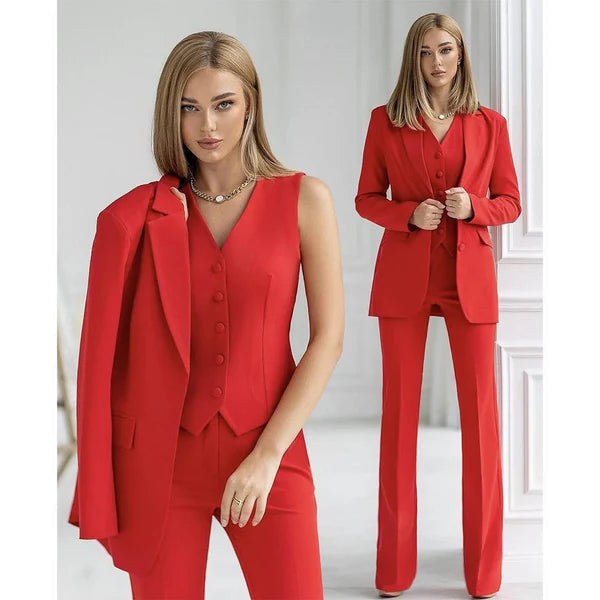 Hosenanzug Damen | 3-teiliges Set – Blazer, Weste & Hose