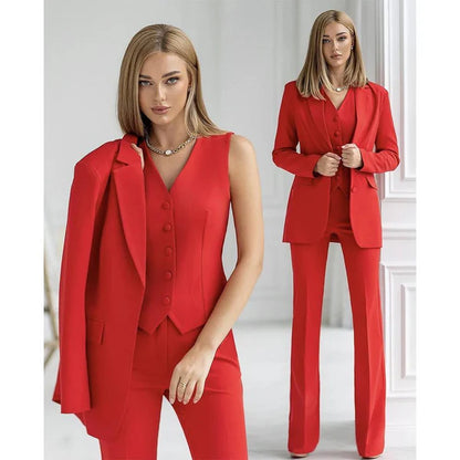Hosenanzug Damen | 3-teiliges Set – Blazer, Weste & Hose