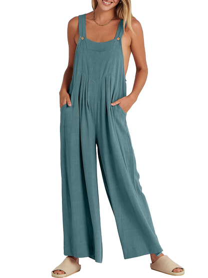 Lässiger Overall mit festen Riemen und Knöpfen