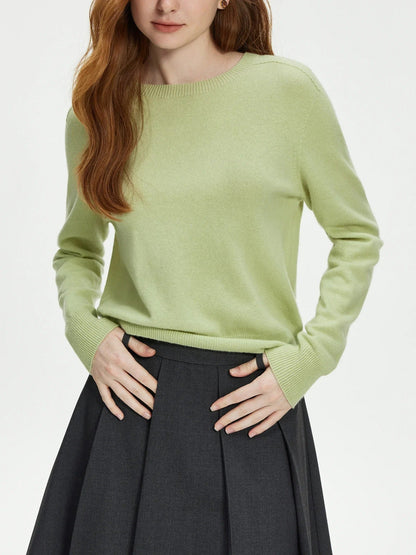 Gemütlicher 100% Wollpullover mit nahtlosem Rundhalsausschnitt