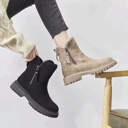 Schicke Stiefeletten mit Wildlederoptik und kuscheligem Fellfutter