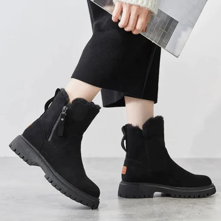 Schicke Stiefeletten mit Wildlederoptik und kuscheligem Fellfutter