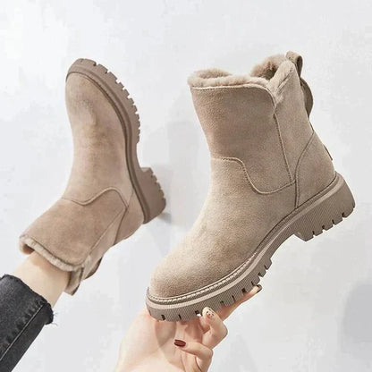 Schicke Stiefeletten mit Wildlederoptik und kuscheligem Fellfutter