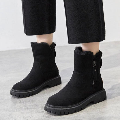 Schicke Stiefeletten mit Wildlederoptik und kuscheligem Fellfutter