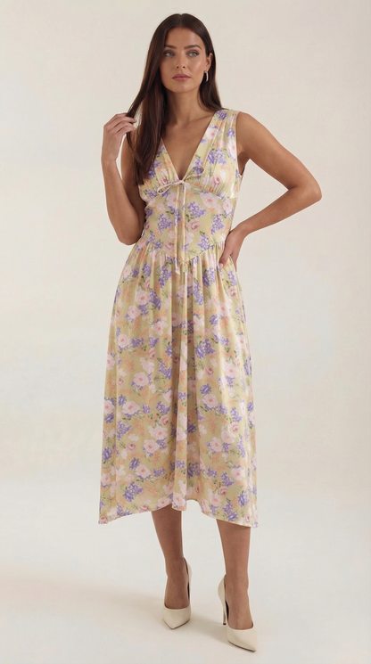 Damen Korsett Midi Sommerkleid