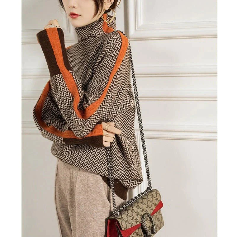 Lyra® | Elegant gemusterter Turtle-Neck Pullover