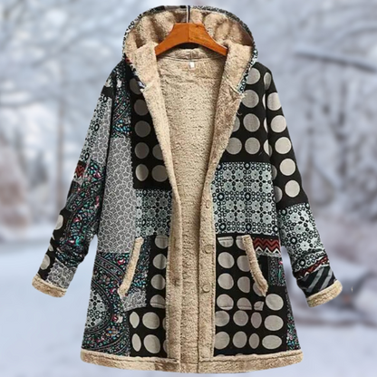 Maisie® | Stylischer Wintermantel mit Kapuze und Print