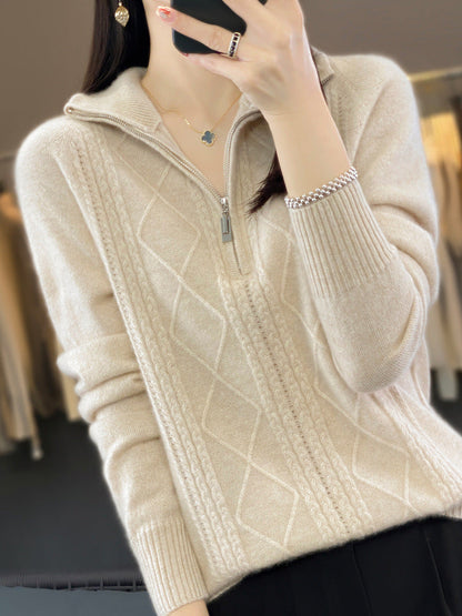 Harriet® | Einfarbiger Pullover mit Reißverschluss