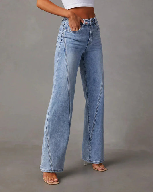 Michaela® I Lässige, aber figurbetonte Patchwork-Damenjeans mit weitem Bein