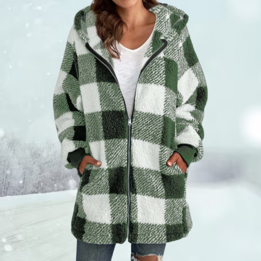 Ellie® | Dick karierte Jacke mit Kapuze